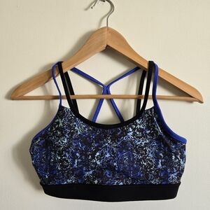 Gaiam XS Patterned Sports Bra Black, Light Blue, & Electric Blue